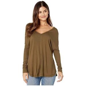 Free People Moonshine Olive Green Long Sleeve Oversized Tunic Size small